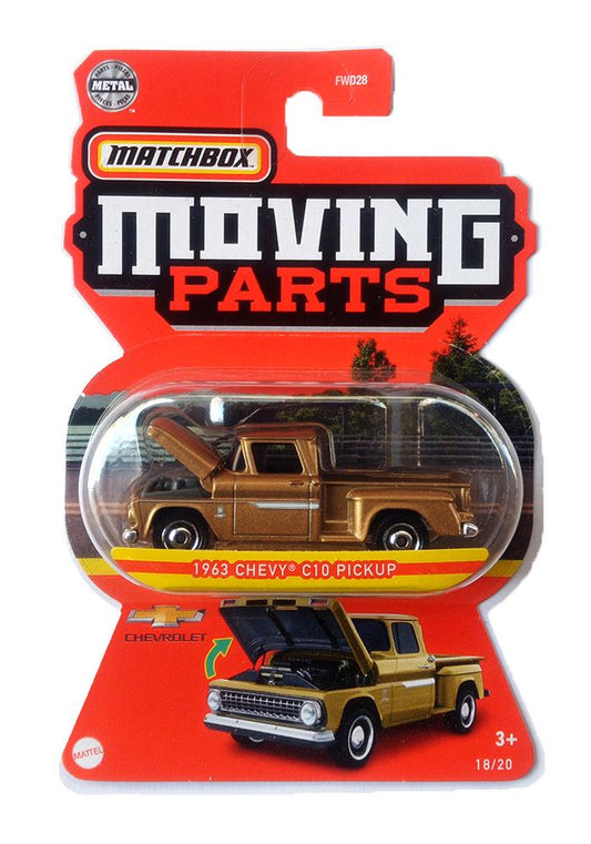 EXCLUSIVES Matchbox Moving Parts 1963 Chevy C10 Pickup - Gold - 2020 Card