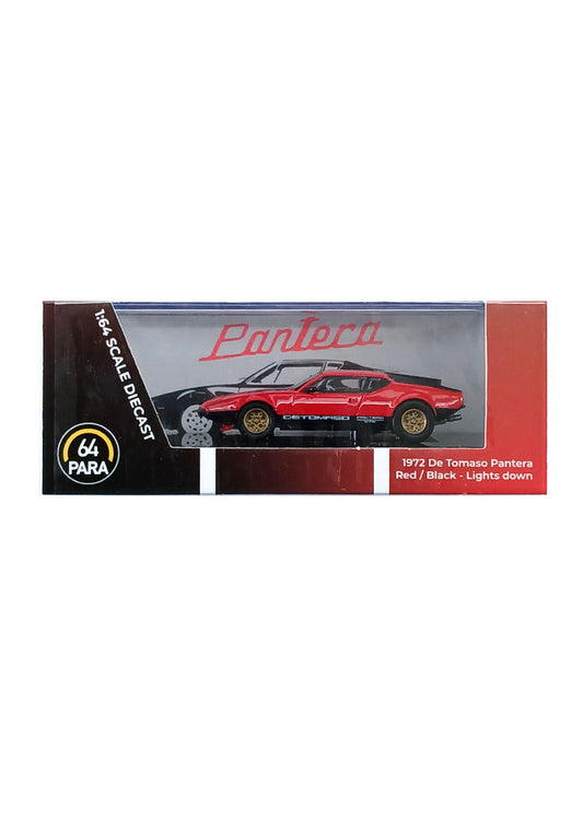 Para64 1972 De Tomaso Pantera - Red / Black (1:64 Scale)