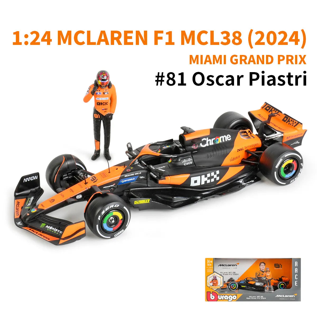 1:24 McLaren 2024 MCL38 Oscar Piastri #81 -Figure - Miami GP
