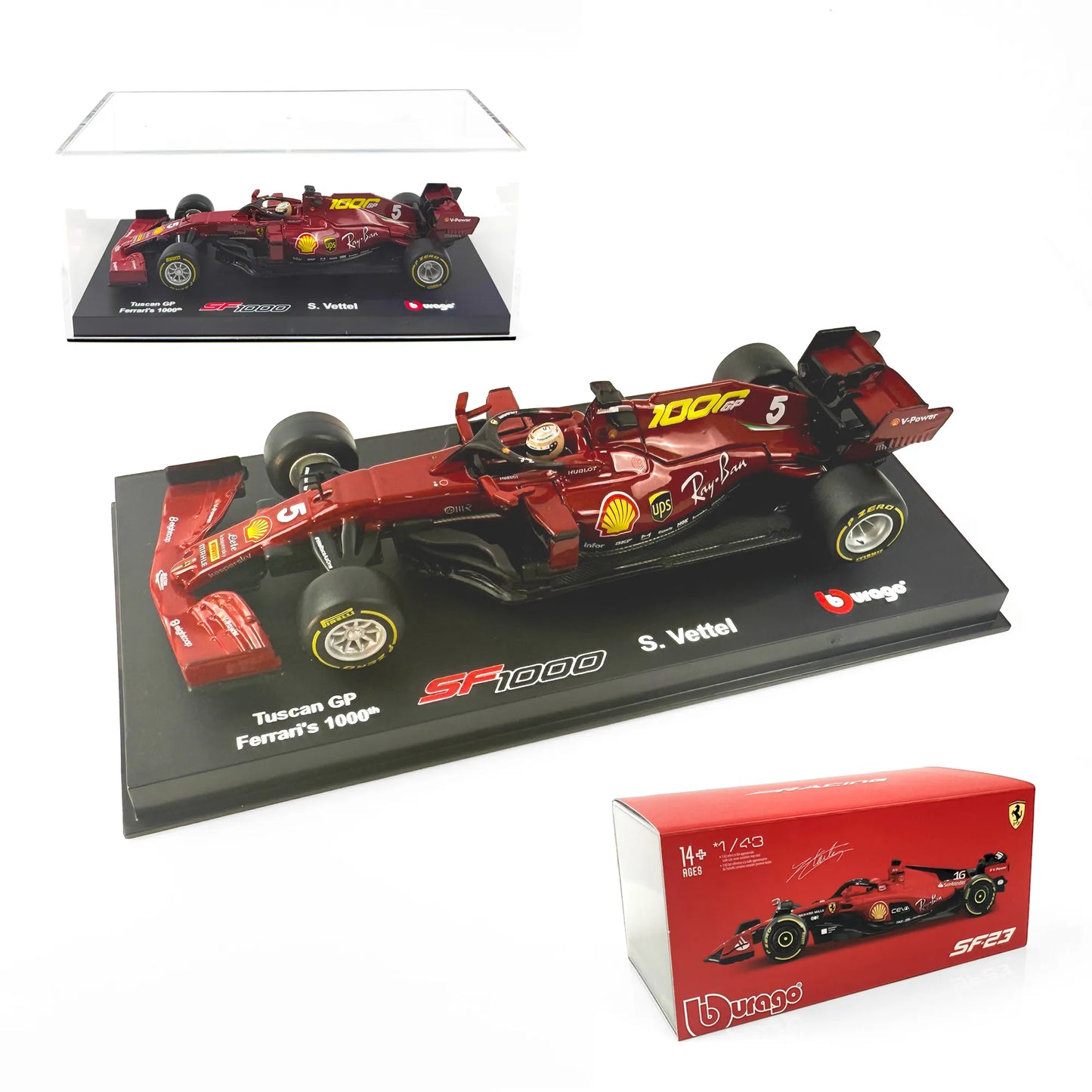 1:43 Ferrari 2020 SF1000 Sebastian Vettel Model  #5 – Tuscan GP | 1000th GP Edition