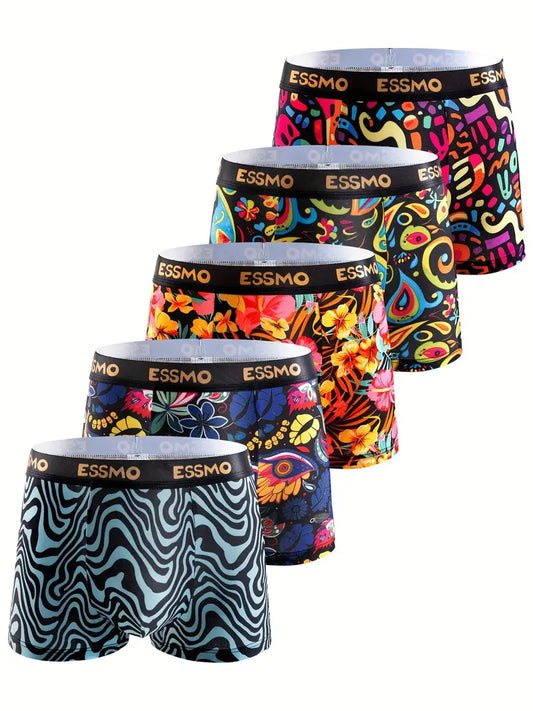 Geometric-Pattern 5-Pack Youth Boxer Briefs
