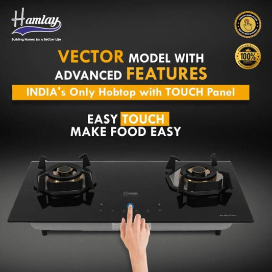 2 Burner Auto Hob with Touch Panel Glass