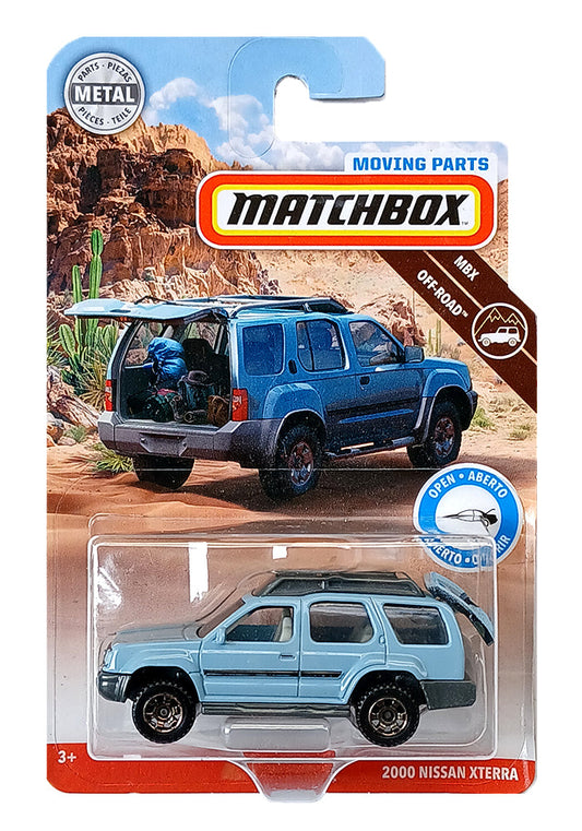 EXCLUSIVES Matchbox Moving Parts 2000  Nissan Xterra - Blue - 2018 Card