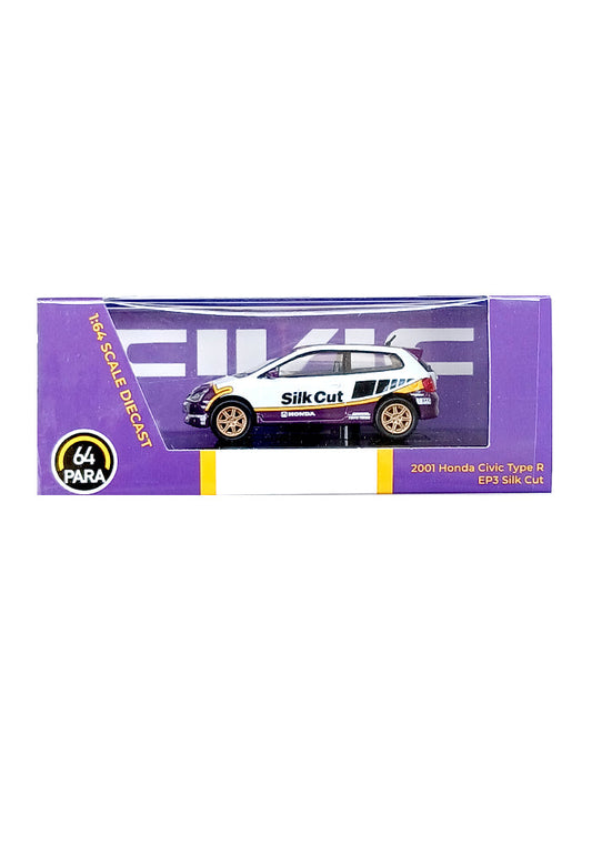 Para64 2001 Honda Civic Type R EP3 Silk Cut - White (1:64 Scale)