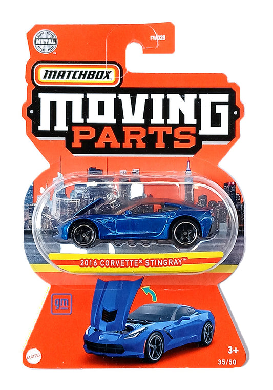 EXCLUSIVES Matchbox Moving Parts 2016 Corvette Stingray - Blue - 2022 Card