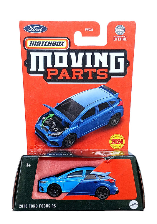 EXCLUSIVES Matchbox Moving Parts 2018 Ford Focus RS - Blue - 2023 Card