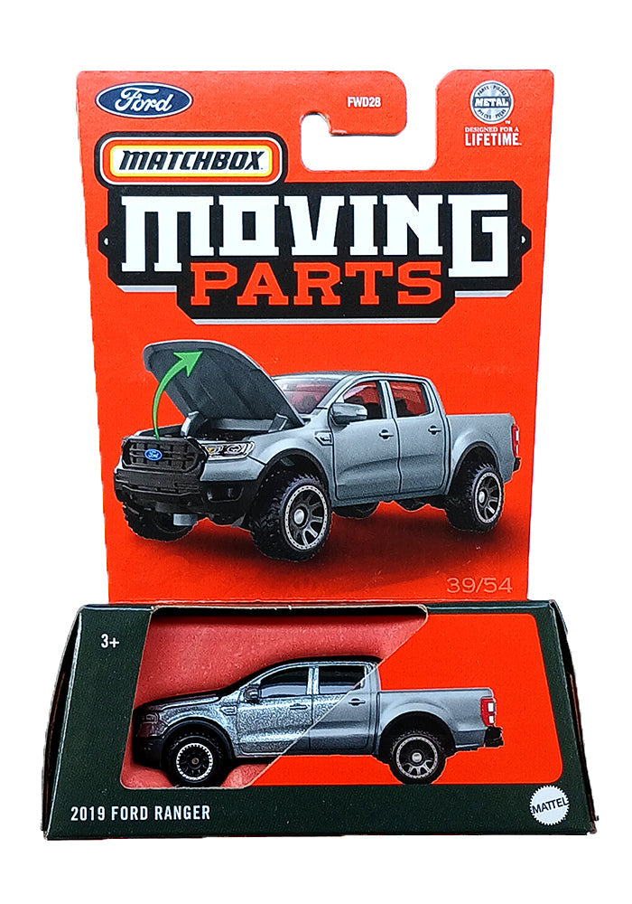 EXCLUSIVES Matchbox Moving Parts 2019 Ford Ranger - Silver - 2023 Card