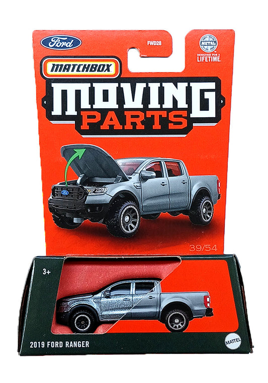 EXCLUSIVES Matchbox Moving Parts 2019 Ford Ranger - Silver - 2023 Card