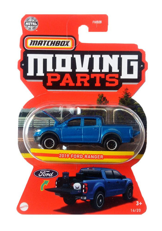EXCLUSIVES Matchbox Moving Parts 2019 Ford Ranger - Blue - 2020 Card