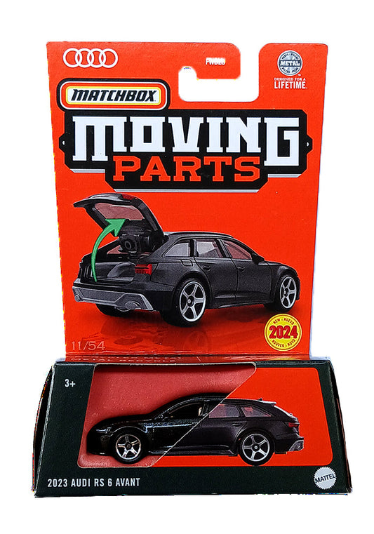 EXCLUSIVES Matchbox Moving Parts 2023 Audi RS 6 Avant - Black - 2023 Card