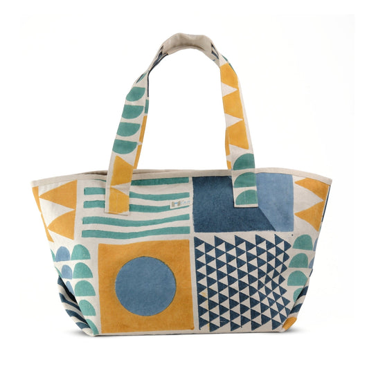 Beach Bag - Zentangle <br> (Yellow and Blue)