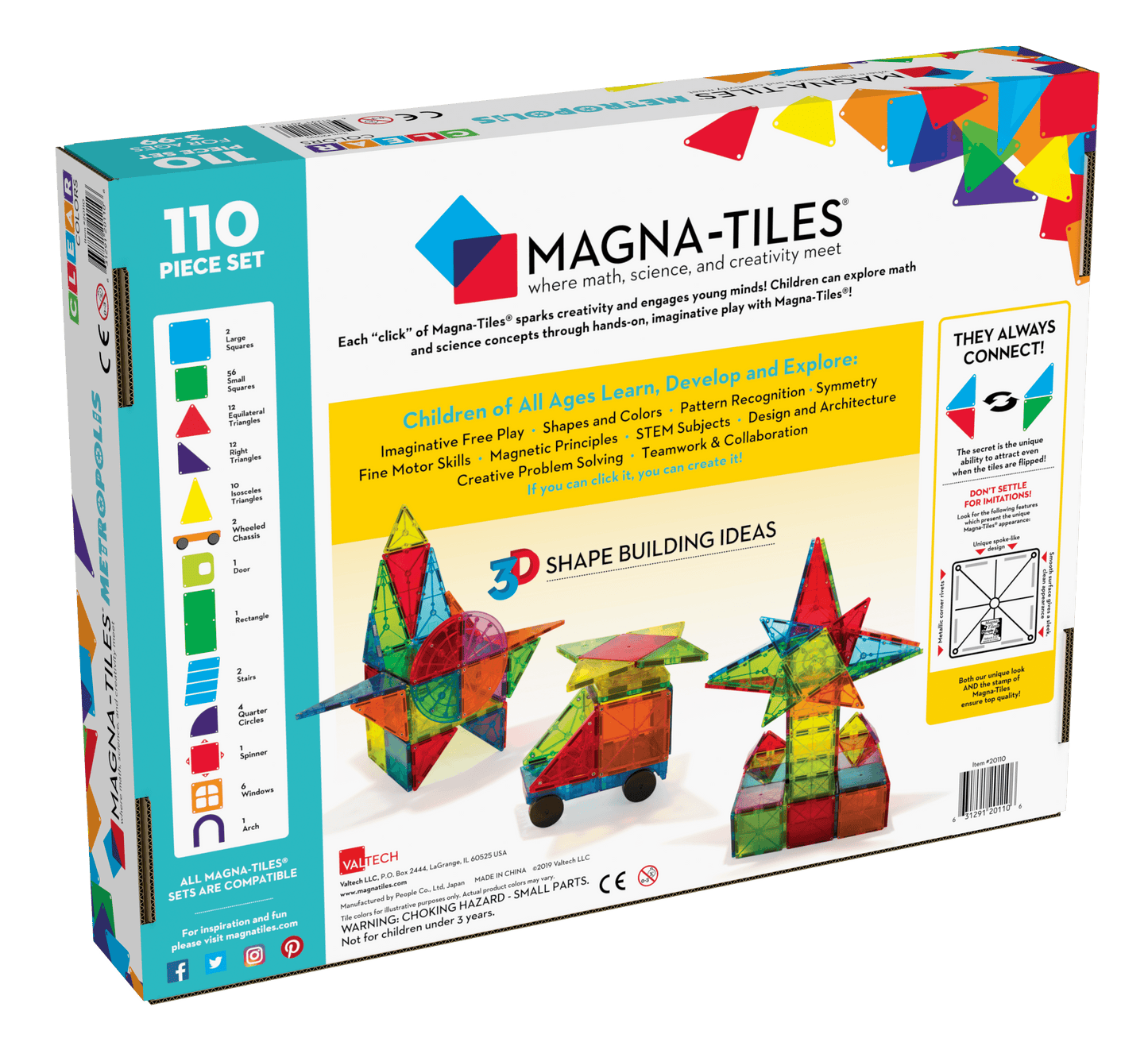 Metropolis Clear Colors 110-Piece Set | Magna-Tiles®