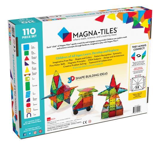 Metropolis Clear Colors 110-Piece Set | Magna-Tiles®