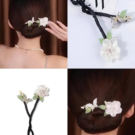 Butterfly Camellia Shaped Decor Hair Bun Maker