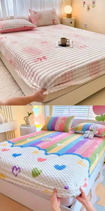 COMBO PACKS - Plush Milk Fleece Fitted Sheet With 2 Pillow Covers