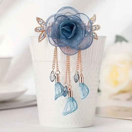 4pc Vintage Elegant Rhinestone Rose Hair Clip