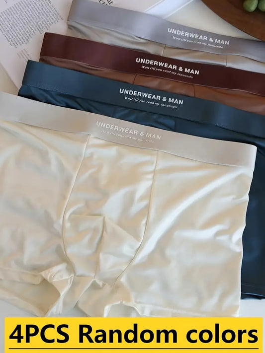 4pcs Men'S Boxer Briefs - Ice Sliky