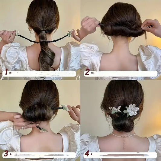 Butterfly Camellia Shaped Decor Hair Bun Maker