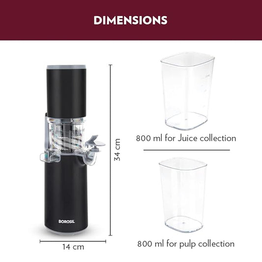 Borosil 130W Easy Cold Press Slow Juicer
