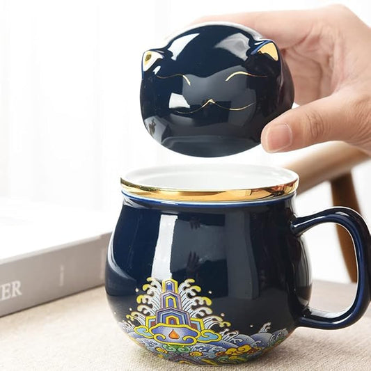 10OZ Tea Cup with Infuser and Lid - Tea Mug for Steeping Loose Leaf Tea Bag Coffee Milk