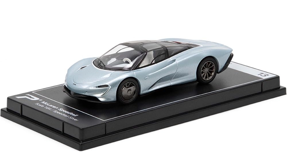 PosterCars 1:64 McLaren Speedtail – Speedtail Silver – Acrylic Box | Hypercar League Collection #13