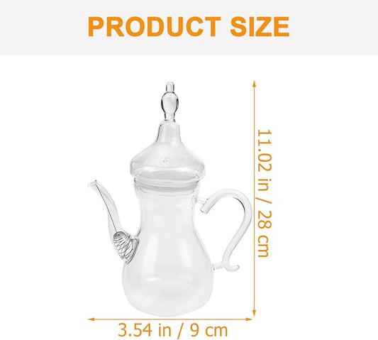 Alipis Turkish Arabic Teapot Glass Tea Pot 1000ml Loose Leaf Warmer Iced Tea Maker Brewer Tea Kettle for Blooming Loose Leaf Tea Pot