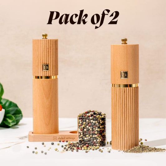 Wooden Salt and Pepper Grinder Set With Gold Accents™️