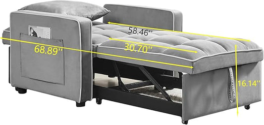 35 Inch Convertible Chair Bed，3-in-1 Adjustable Sleeper Chair Pullout Sofa Bed