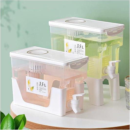 2 Pcs 3.5L Drink Dispenser with Stand and Spigot,Large Capacity Cold Water Pitcher,Fruit Drink Dispenser Beverage Container Juicer