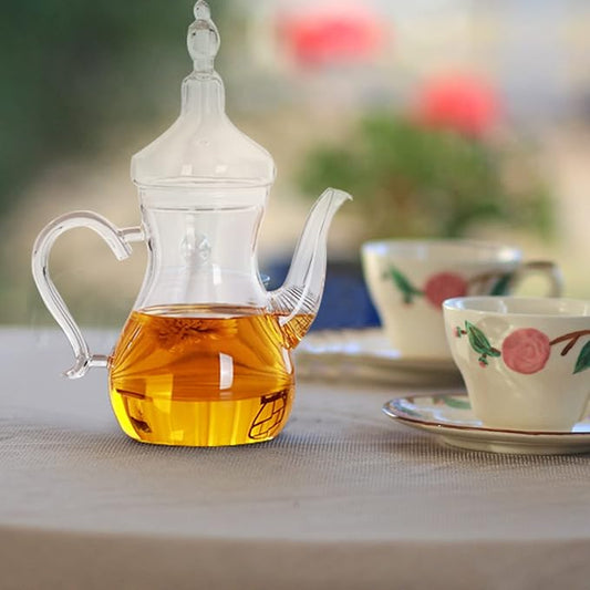 Alipis Turkish Arabic Teapot Glass Tea Pot 1000ml Loose Leaf Warmer Iced Tea Maker Brewer Tea Kettle for Blooming Loose Leaf Tea Pot