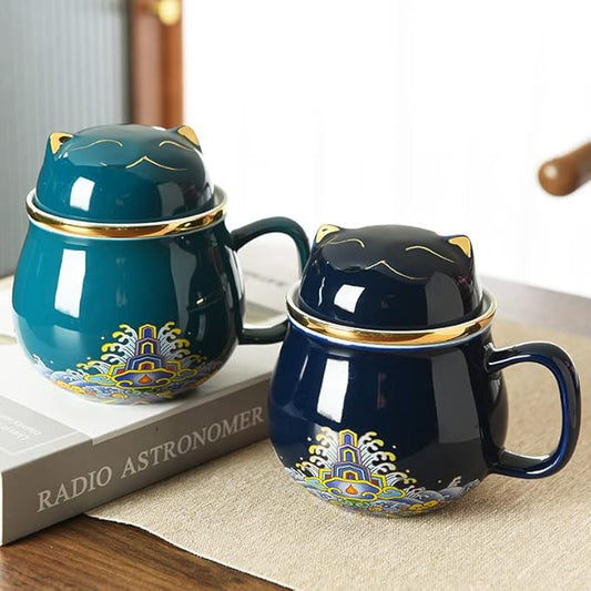 10OZ Tea Cup with Infuser and Lid - Tea Mug for Steeping Loose Leaf Tea Bag Coffee Milk