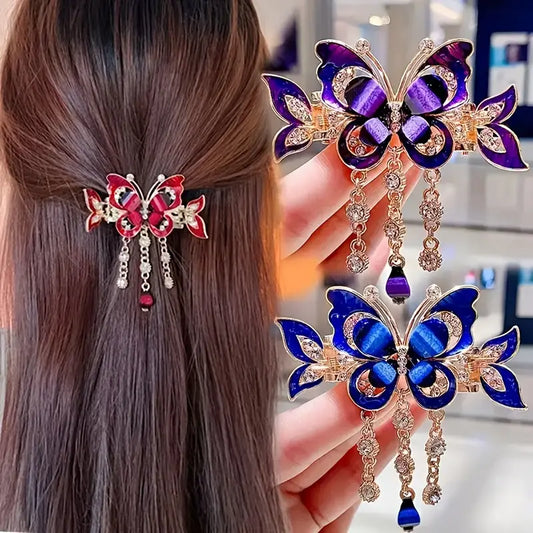 3pcs Elegant Butterfly Tassel Hair Claw Clips