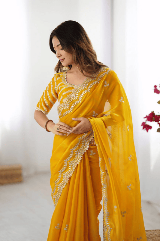 Honey Glint | Ready to Wear Yellow Jimmy Choo Saree