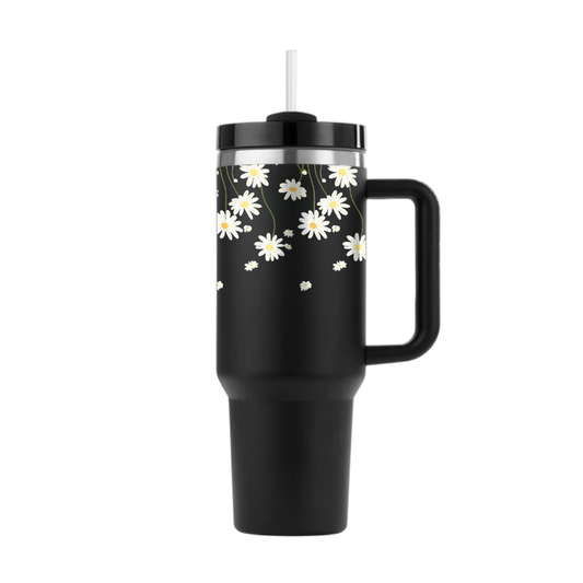 White Daisy Line Art Tumbler