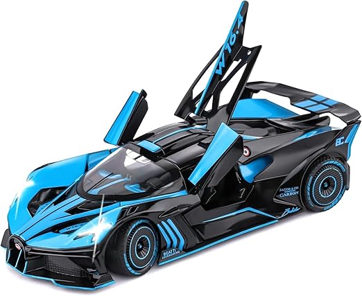 124 Diecast Bugatti Bolide Metal Pull Back Car with 6 Openable Doors & Sound Light Toy