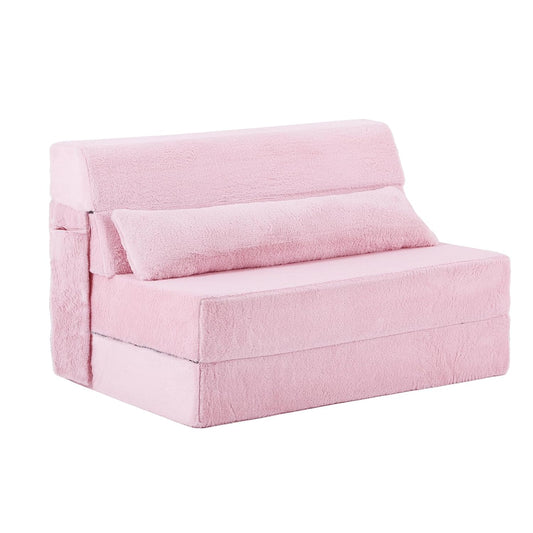 Folding Sofa Bed with Pillow Twin Size Mattress & Plush Fabric with Portable Storage Bag
