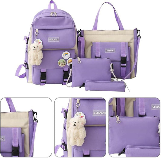 4PcsSet Kawaii Women Backpack