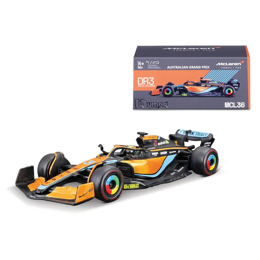 Bburago - 1/43 Diecast Scale Model - Australian Grand Prix McLaren Formula 1 Team 2022 MCL36 #3 Daniel Ricciardo