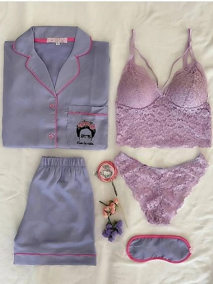 Soft Night Suit & Bra Penty Set Combo for Women's