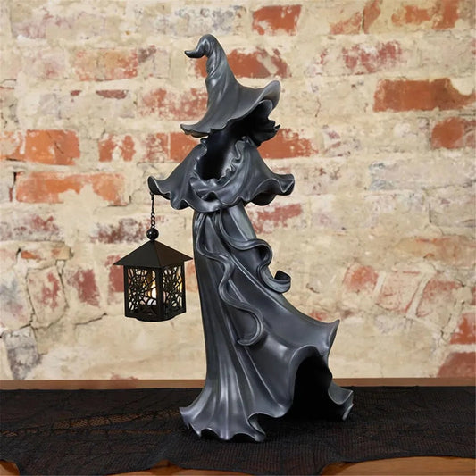 Cracker Barrel Witch with Lantern Figurine 19 NIB Halloween