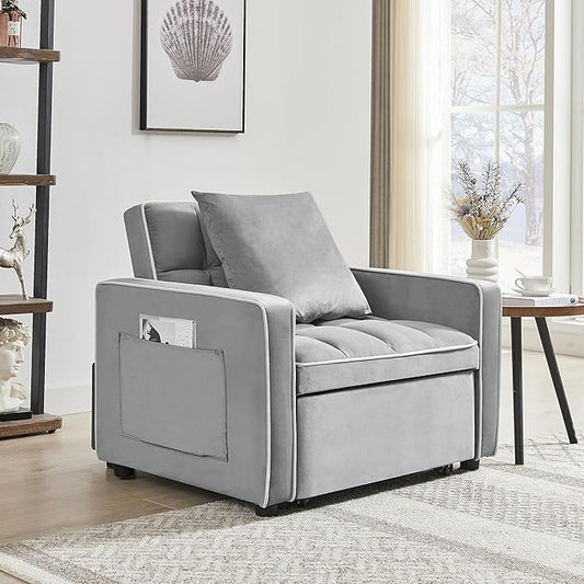 35 Inch Convertible Chair Bed，3-in-1 Adjustable Sleeper Chair Pullout Sofa Bed