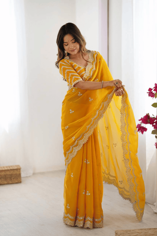 Honey Glint | Ready to Wear Yellow Jimmy Choo Saree