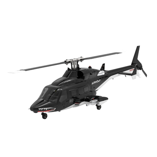 WOLFBUSH AW-911 Airwolf 1/34 Scale 2.4G 9CH Flybarless RC Helicopter Model with 6G/3D Stunt Mode and GPS Positioning (RTF Version/ Mode 1/Mode 2 Switchable)