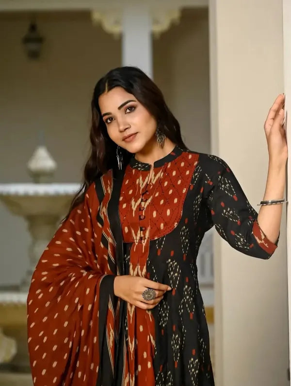 Anarkali kurti with bottom & dupatta
