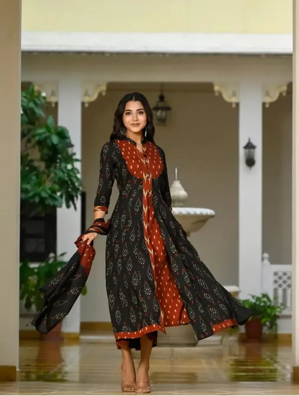 Anarkali kurti with bottom & dupatta