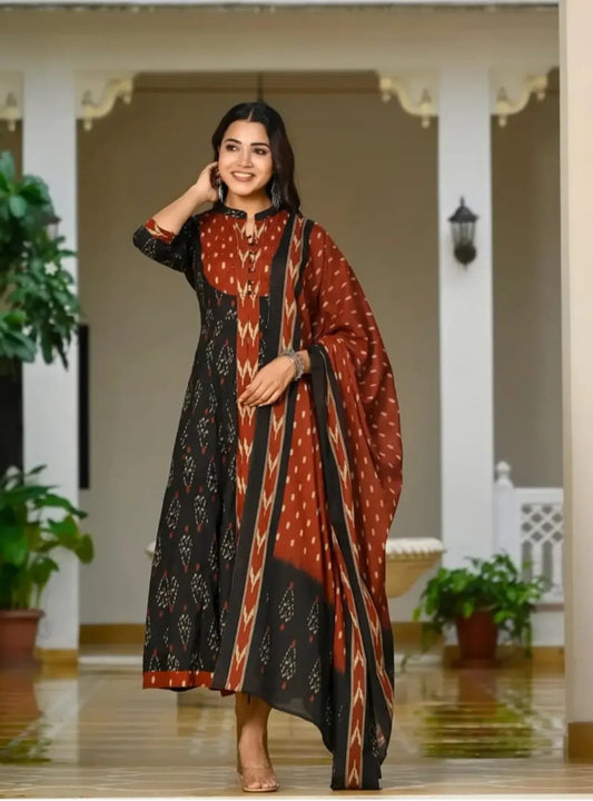 Anarkali kurti with bottom & dupatta