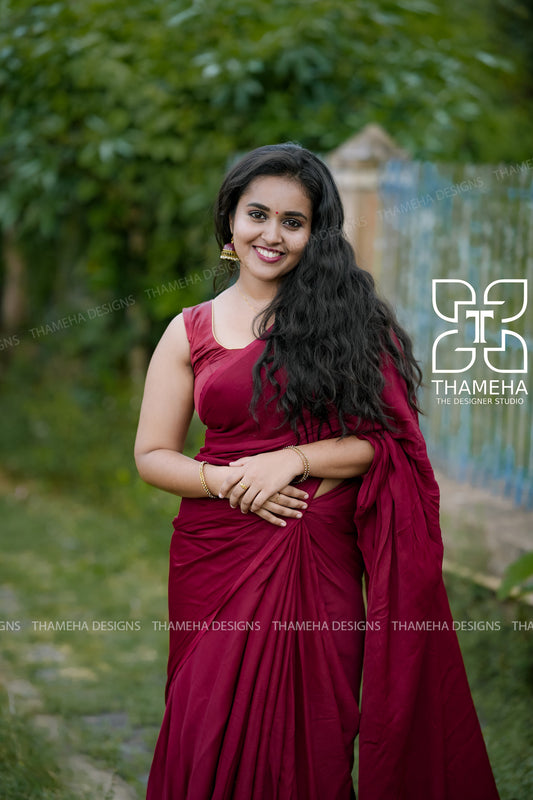 Solid Saree with Blouse Piece