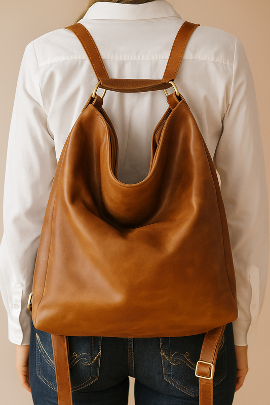 Travelling Midi Backpack: Brown Vintage