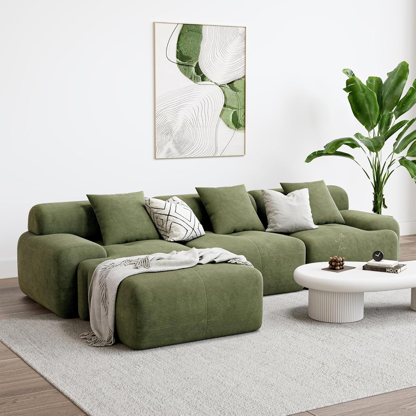 118" Modern L-Shaped Modular Sectional Sofa