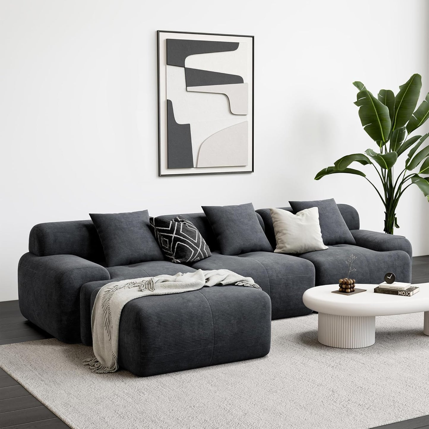 118" Modern L-Shaped Modular Sectional Sofa